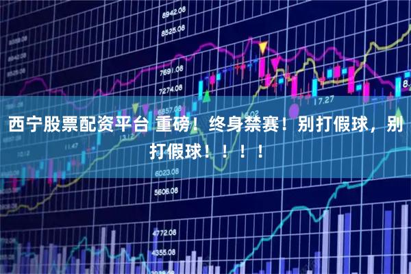 西宁股票配资平台 重磅！终身禁赛！别打假球，别打假球！！！！